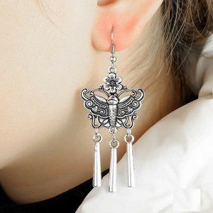 Earrings ~ Silver ~ Butterfly ~ Geometric ~ Dangle ~ Tassel